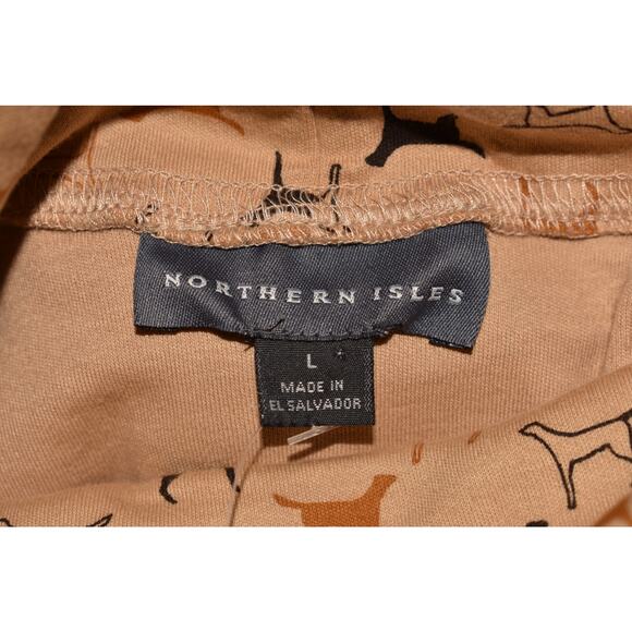NORTHERN ISLES NEW $60 Beige Dog‎ Print Long Sleeve Turtleneck Top Large - Picture 4 of 4